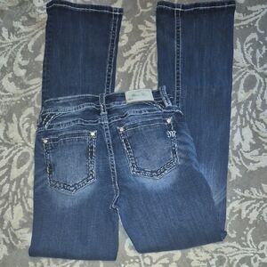 Miss Me Blue Boot Cut Jeans with Classic Detailing